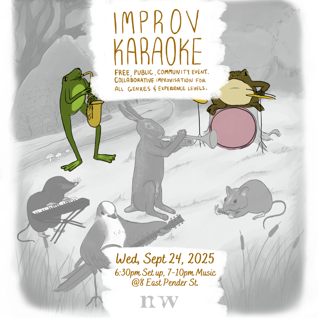 A bunny plays the trumpet, a frog plays the saxohpone, a frox plays the drums, a mouse plays harmonica, a bird plays banjo, and a possum plays keyboards